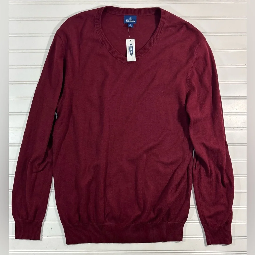 Old Navy Burgundy V Neck Sweater Lightweight Men’s Size Large Cotton New W Tags